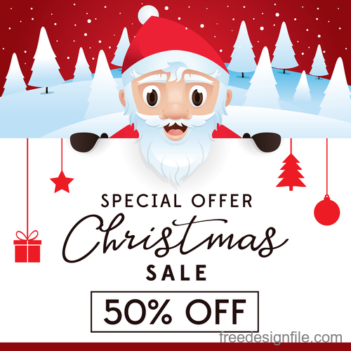 Christmas discount sale poster template vectors 06