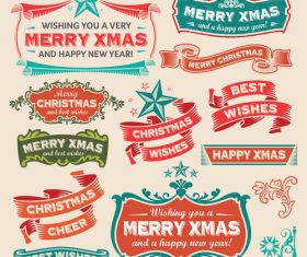 Christmas festive banners vintage vector 01