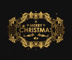 Christmas luxury golden labels vector 01