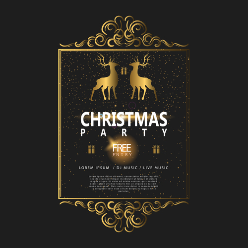 Christmas luxury golden labels vector 02
