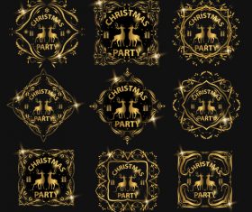 Christmas luxury golden labels vector 03