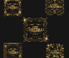 Christmas luxury golden labels vector 04