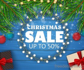 Christmas sale background with wood wall vector 01