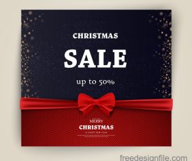 Christmas sale card with red bows vectors