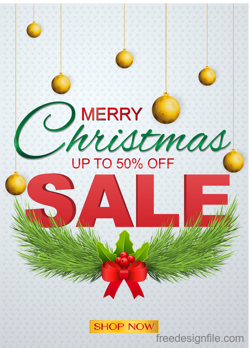 Christmas sale flyer with poster template vector