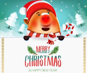 Christmas with new year card and cute pig vector