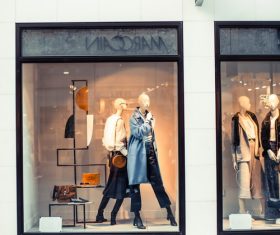 Clothing store display window Stock Photo