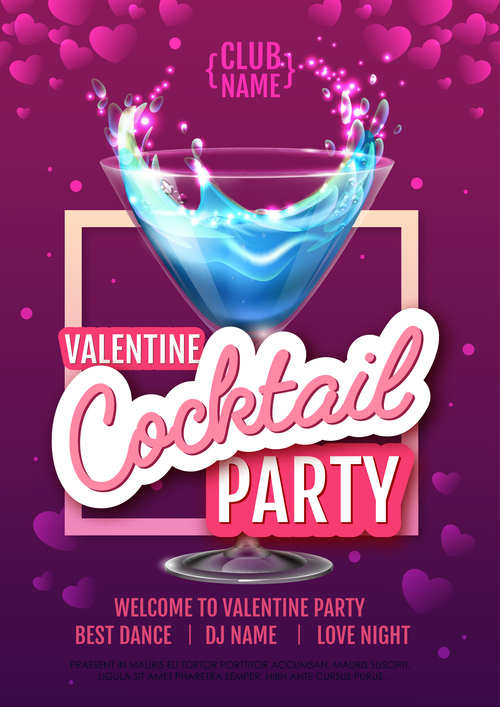 Cocktail music party flyer with poster template vectors 02