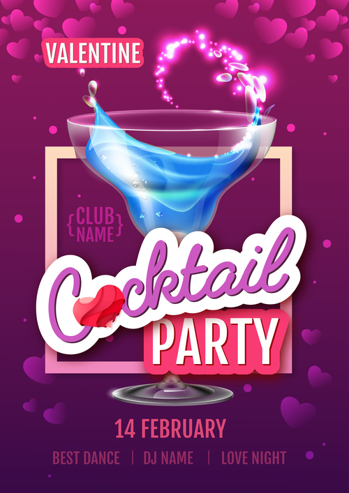 Cocktail music party flyer with poster template vectors 03