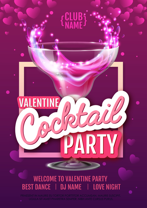 Cocktail music party flyer with poster template vectors 05