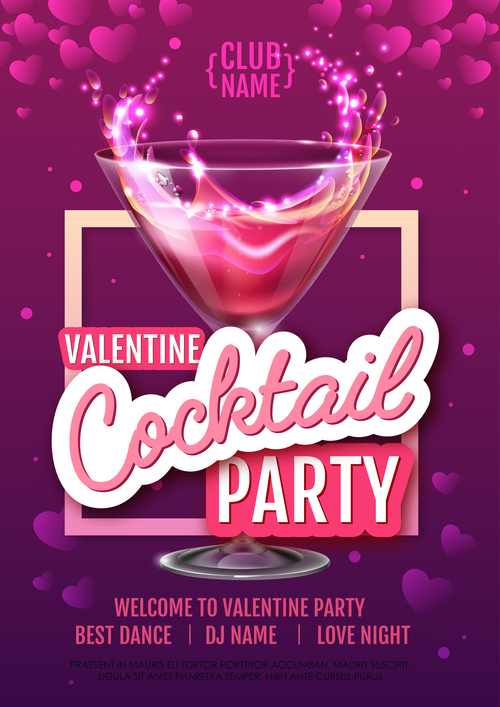 Cocktail music party flyer with poster template vectors 06