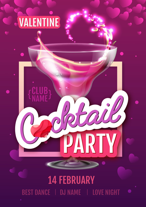 Cocktail music party flyer with poster template vectors 07