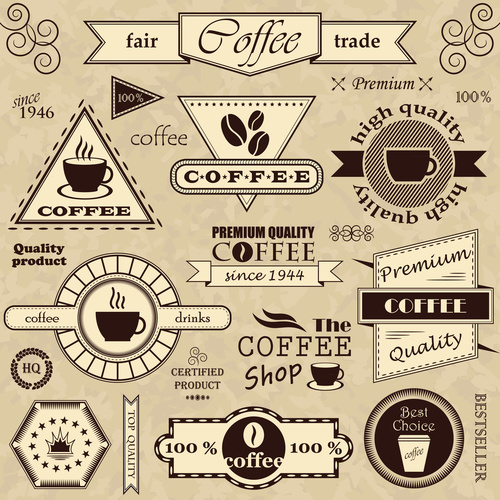 Coffee commodity label with logo design vector