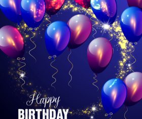 Colored balloons with birthday holiday background vector 01