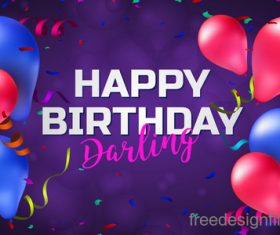 Colored balloons with birthday holiday background vector 02