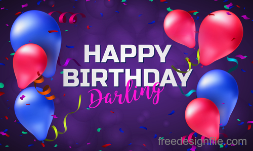 Colored balloons with birthday holiday background vector 02