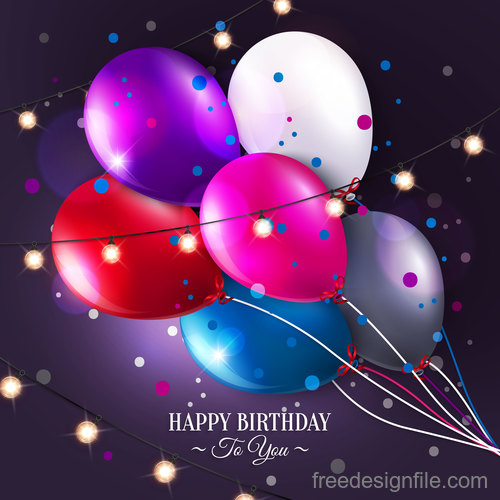Colored balloons with birthday holiday background vector 06
