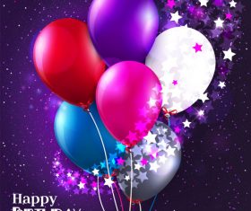 Colored balloons with birthday holiday background vector 07
