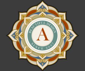 Colored decor emblem template vintage vector 02