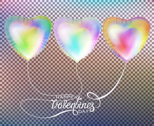 Colored heart shaped air balloons Valentines Day vector