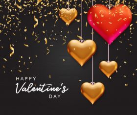 Confetti with valentines day and heart decor vector 06