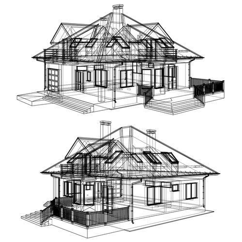Construction architecture drawings template vector 02
