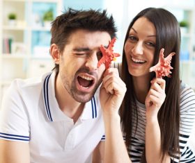Couple playing together Stock Photo 02