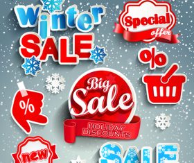 Creative winter sale sticker vector material