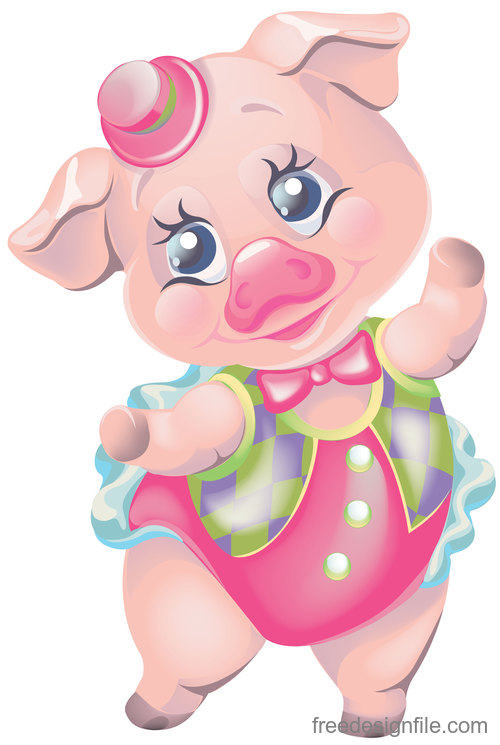 Cute cartoon pig 2019 design vector 06