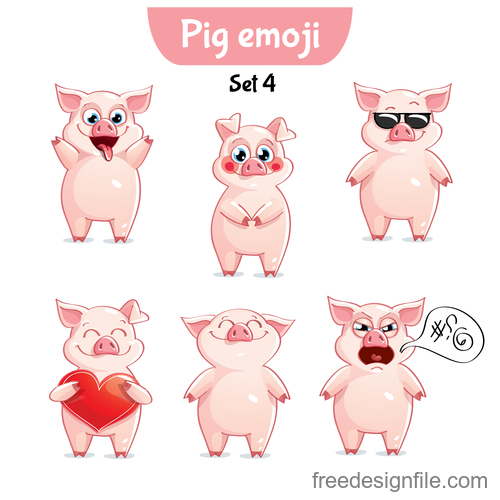 Cute pig emoji vector free download