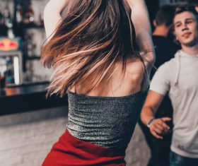 Dancing girl back shadow Stock Photo