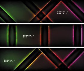 Dark abstract banners template vectors set 02