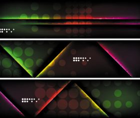 Dark abstract banners template vectors set 03