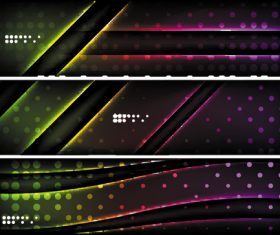 Dark abstract banners template vectors set 04