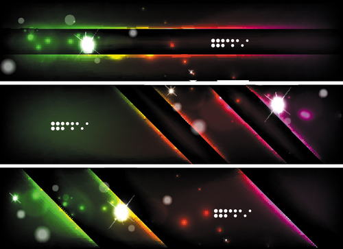 Dark abstract banners template vectors set 05