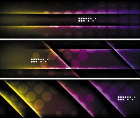 Dark abstract banners template vectors set 06