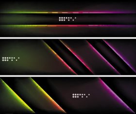 Dark abstract banners template vectors set 07