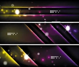 Dark abstract banners template vectors set 08