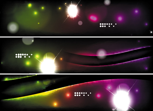 Dark abstract banners template vectors set 09