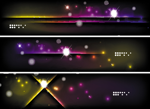 Dark abstract banners template vectors set 10