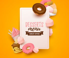 Desserts menu cover template design vector 02