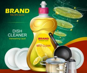 Dish cleaner advertisement poster template vectors 03
