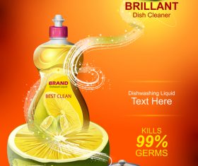 Dish cleaner advertisement poster template vectors 04