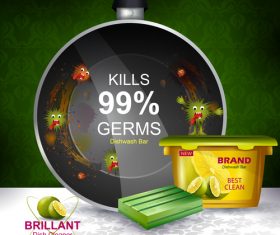Dish cleaner advertisement poster template vectors 05