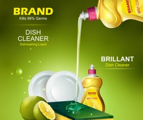 Dish cleaner advertisement poster template vectors 06