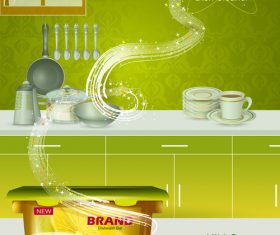 Dish cleaner advertisement poster template vectors 07