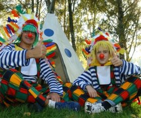 Dressed as a clown Stock Photo 06