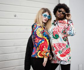 Dressing up fashionable women outdoors Stock Photo 04