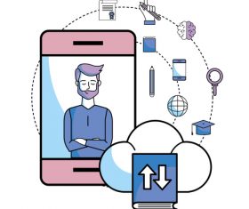 E-elearning training online business template vector 02