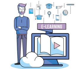 E-elearning training online business template vector 03